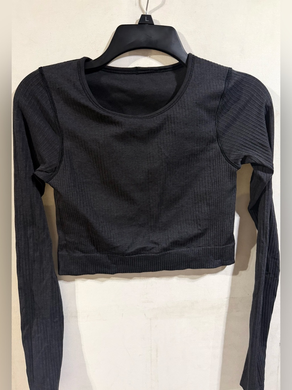 lululemon athletica Black Ribbed Long-Sleeve Crop Top